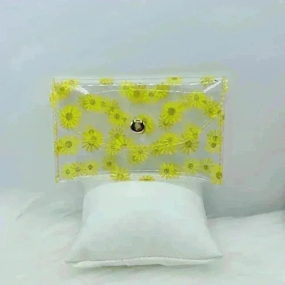 Yellow Florals Clear Card Case Wallet